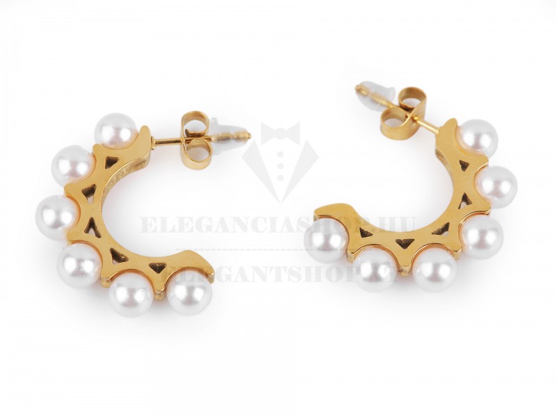 Nemesacél fülbevaló gyöngyös