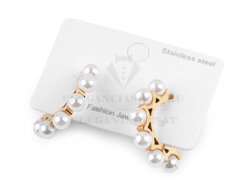 Nemesacél fülbevaló gyöngyös