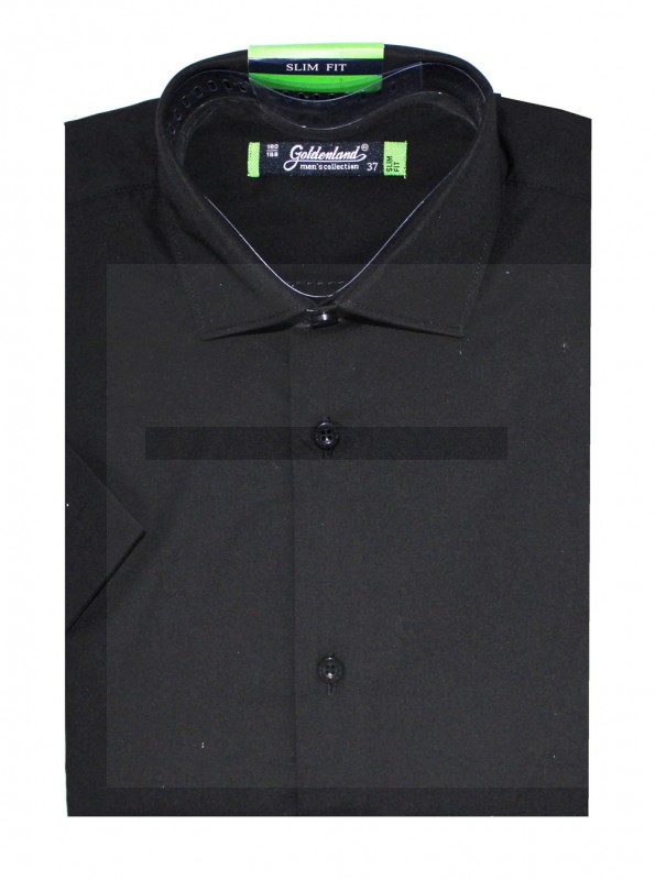 Goldenland slim rövidujjú ing - Fekete