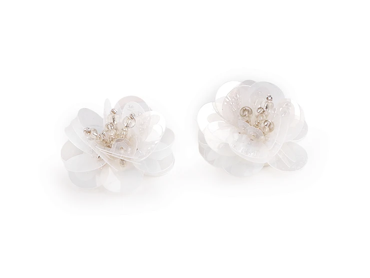 Flitteres virág gyöngyökkel - 10 db/csomag