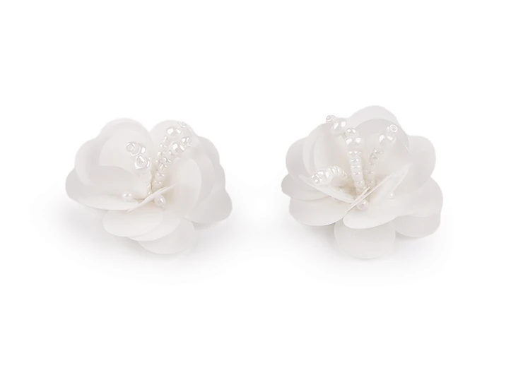 Flitteres virág gyöngyökkel - 10 db/csomag