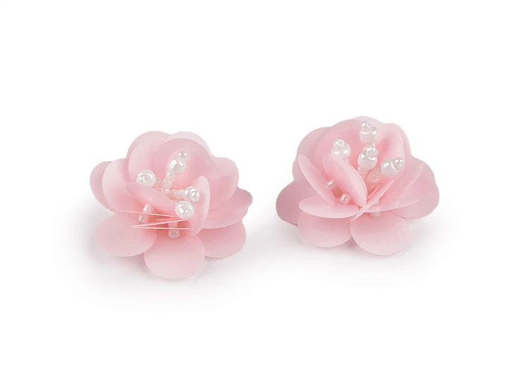 Flitteres virág gyöngyökkel - 10 db/csomag