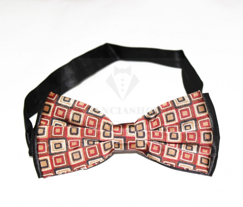 Zsorzsett szatén csokornyakkendő - Fekete-kockás