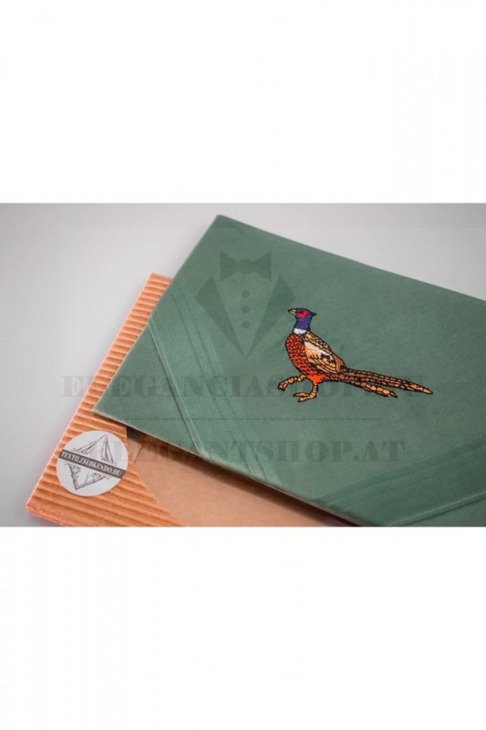 Hímzett pamut zsebkendő - Fácán
