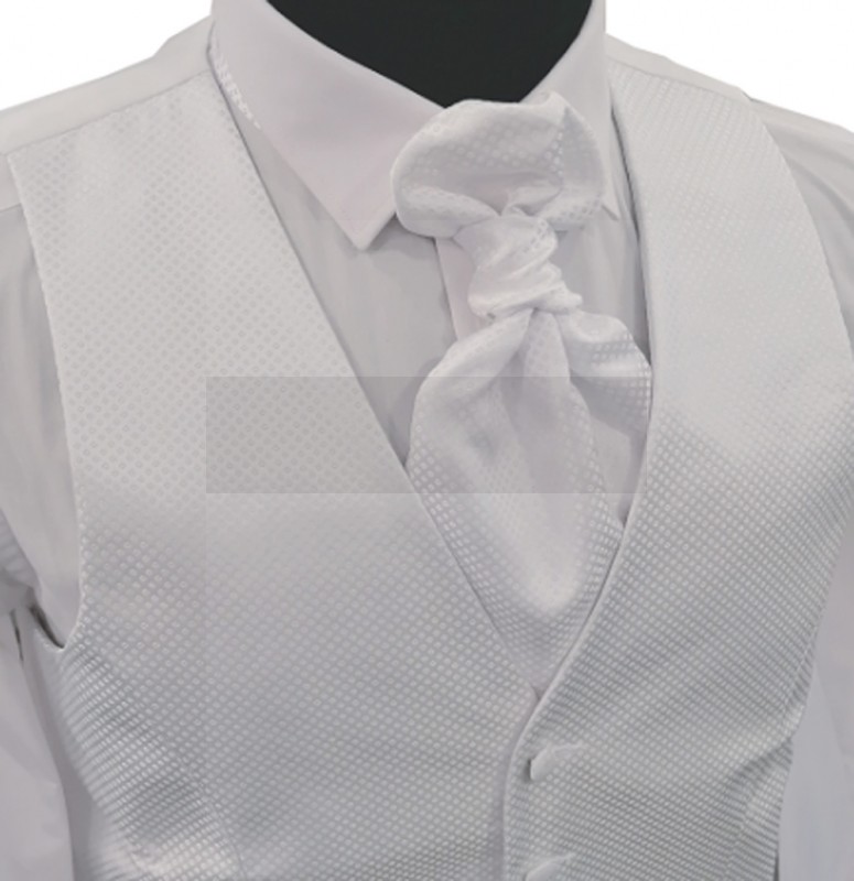 3 részes alkalmi mellényszett - Fehér mintás