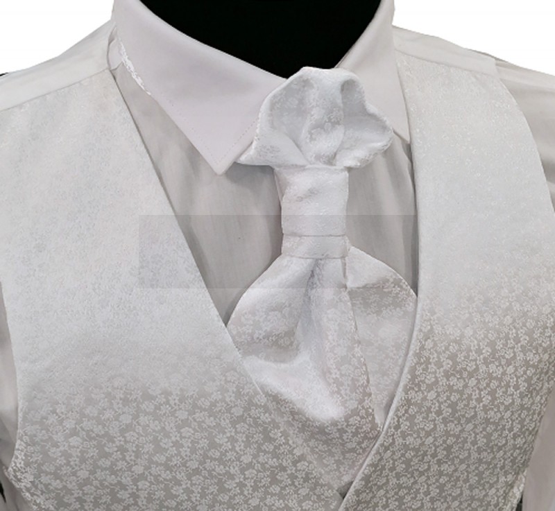 3 részes alkalmi mellényszett - Fehér mintás