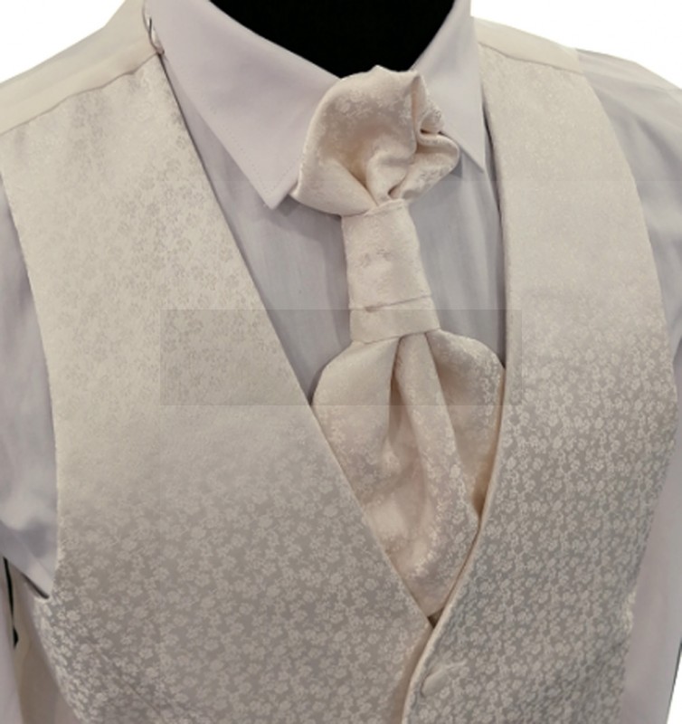 3 részes alkalmi mellényszett - Ecru mintás