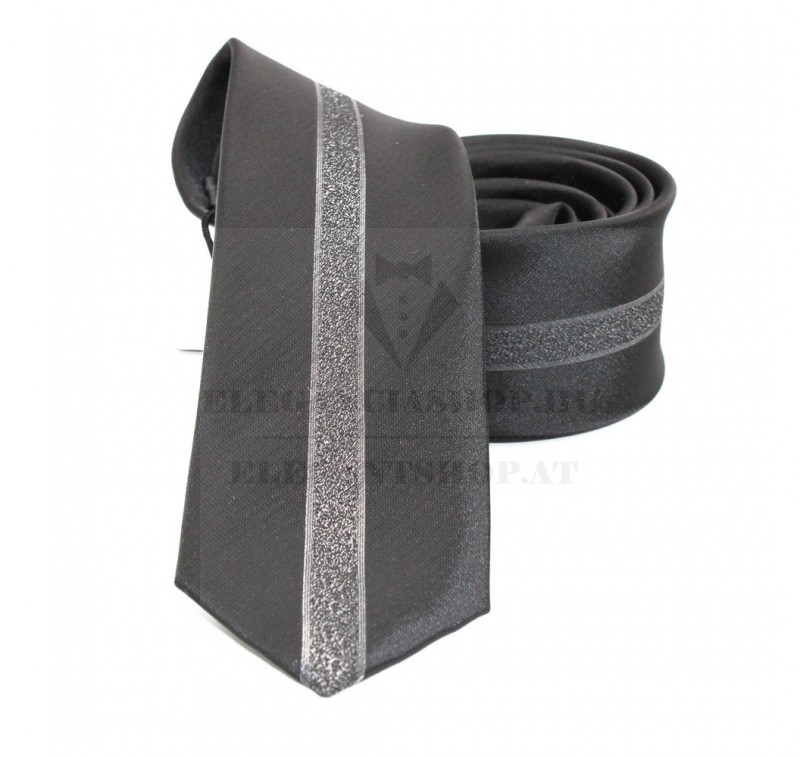 NM slim szövött nyakkendő - Ezüst-fekete csíkos