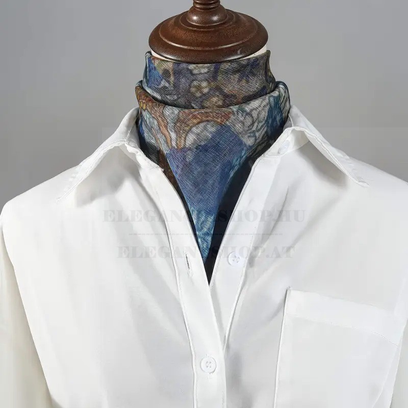 Férfi selyem kendő - Kék mintás