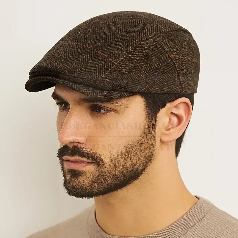 Vintage férfi téli golf sapka - Barna