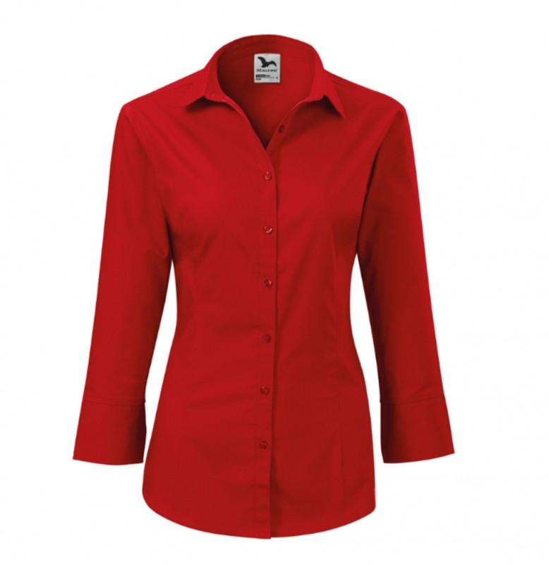 Női puplin ing 3/4 ujjú - Piros