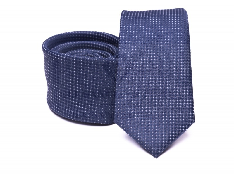 Prémium slim nyakkendő - Kék aprómintás