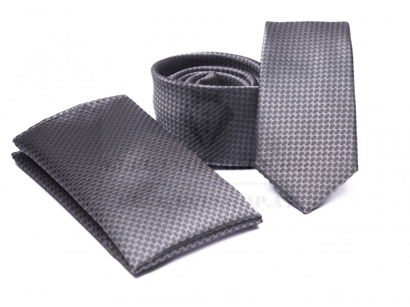 Prémium slim nyakkendő szett - Ezüst