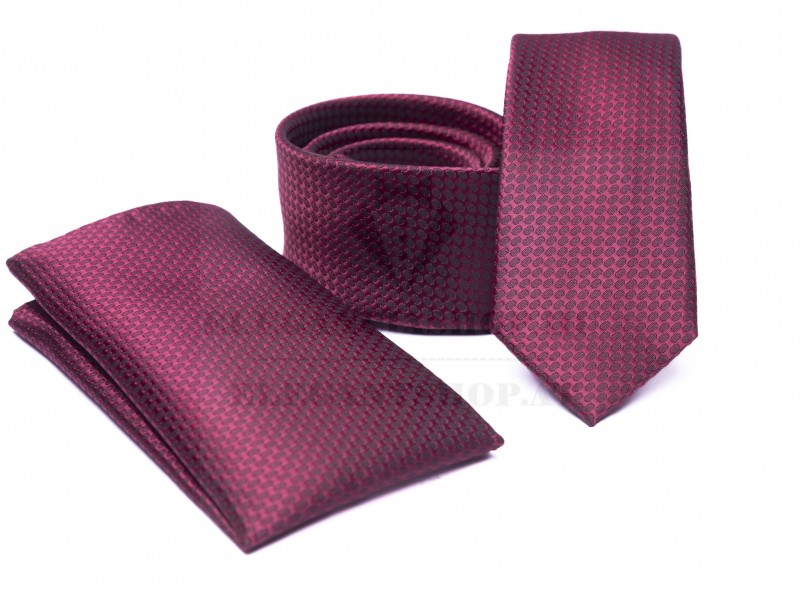 Prémium slim nyakkendő szett - Burgundi