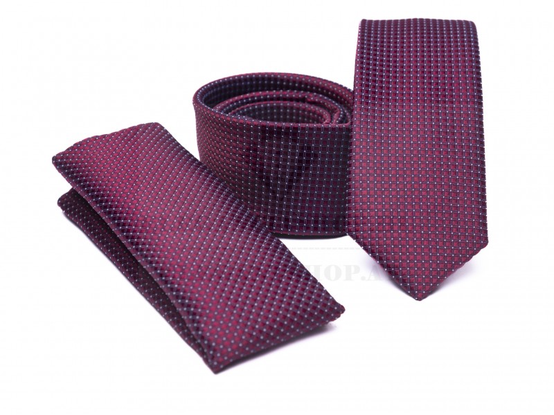 Prémium slim nyakkendő szett - Burgundi