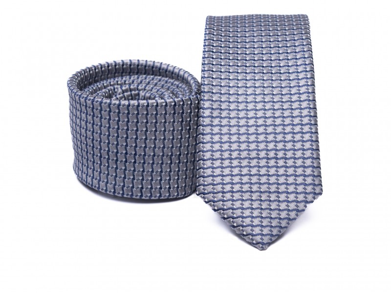 Prémium slim nyakkendő - Kék kockás