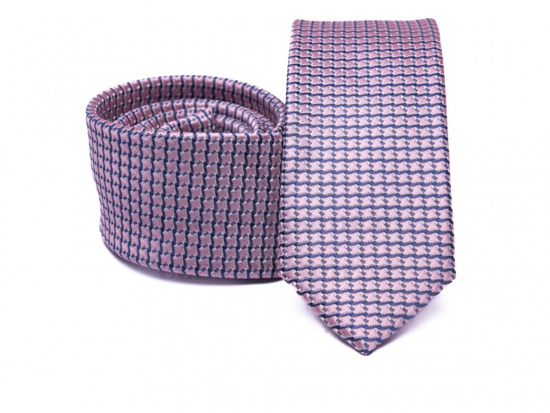 Prémium slim nyakkendő - Rózsaszín kockás