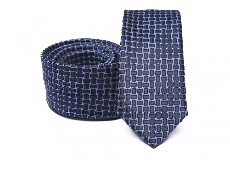 Prémium slim nyakkendő - Kék mintás