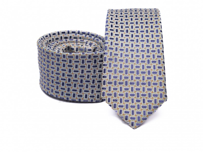 Prémium slim nyakkendő - Ezüst-kék mintás