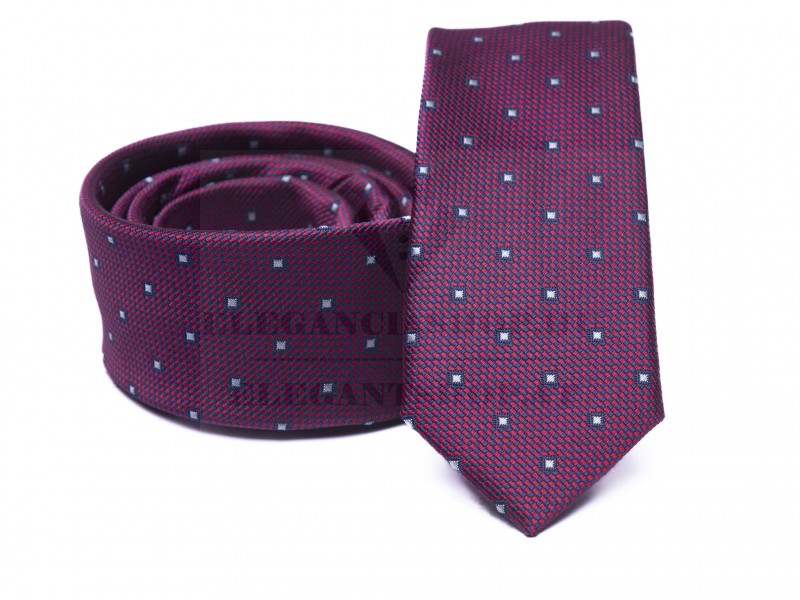 Prémium slim nyakkendő - Bordó pöttyös