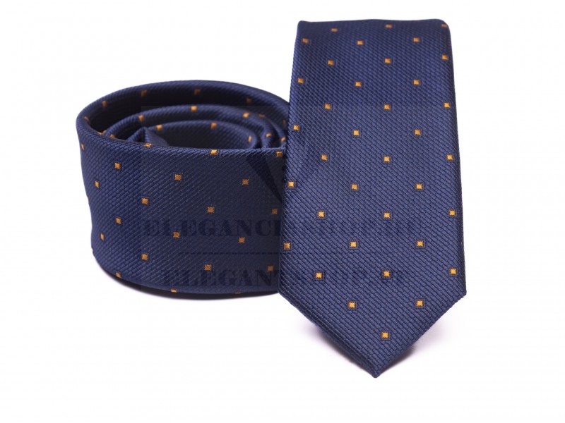 Prémium slim nyakkendő - Kék pöttyös