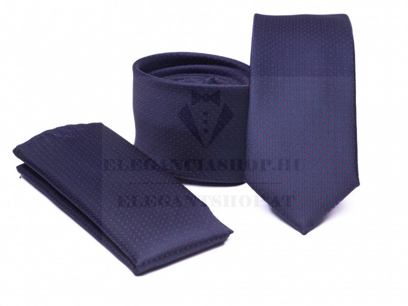 Prémium slim nyakkendő szett - Sötétkék