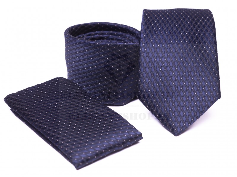 Prémium nyakkendő szett - Kék mintás