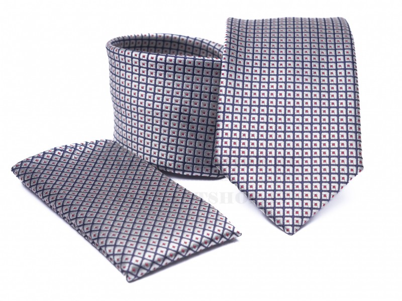 Prémium nyakkendő szett - Ezüst mintás