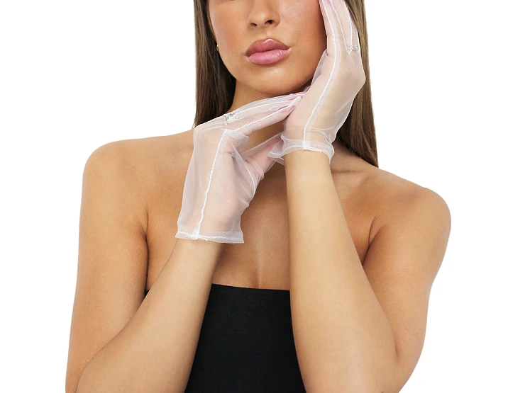 Női alkalmi tüll kesztyű - Fehér