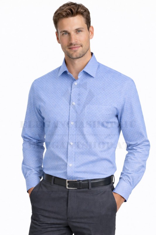 NM h.u normál fit elasztikus ing - Világoskék mintás