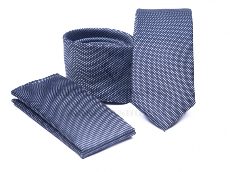 Prémium slim nyakkendő szett - Szürkéskék