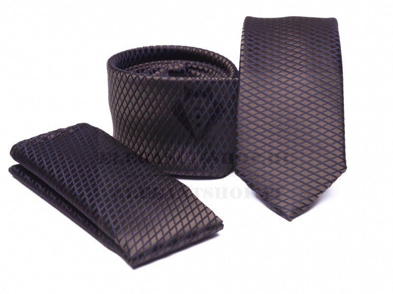 Prémium slim nyakkendő szett - Barna