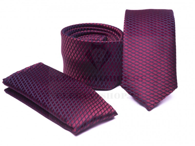 Prémium slim nyakkendő szett - Burgundi