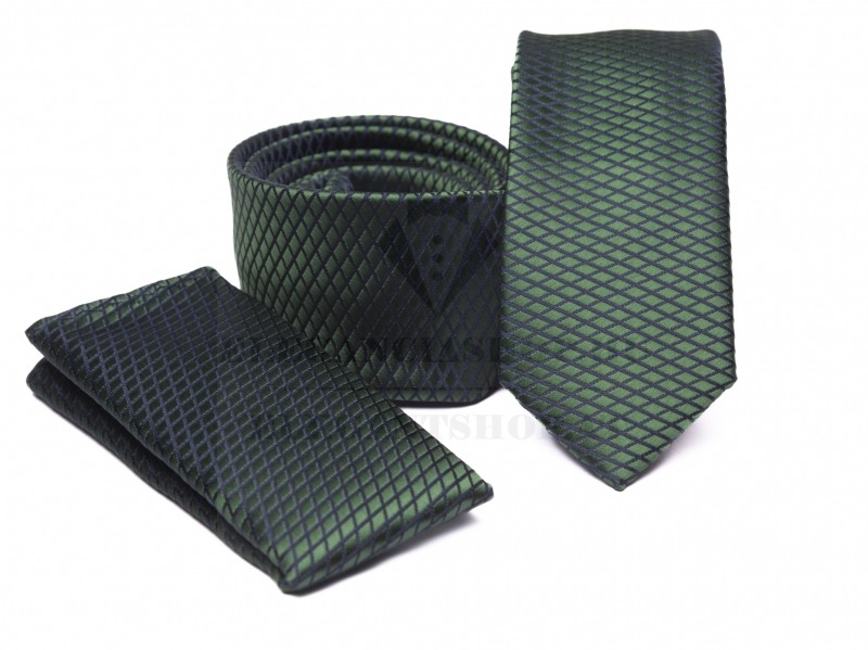 Prémium slim nyakkendő szett - Sötétzöld