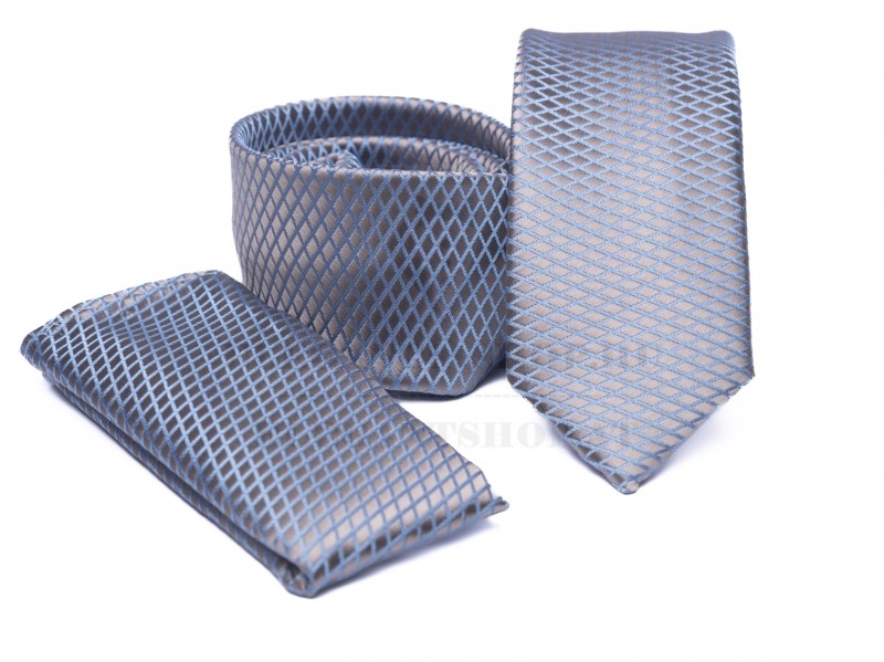 Prémium slim nyakkendő szett - Ezüst