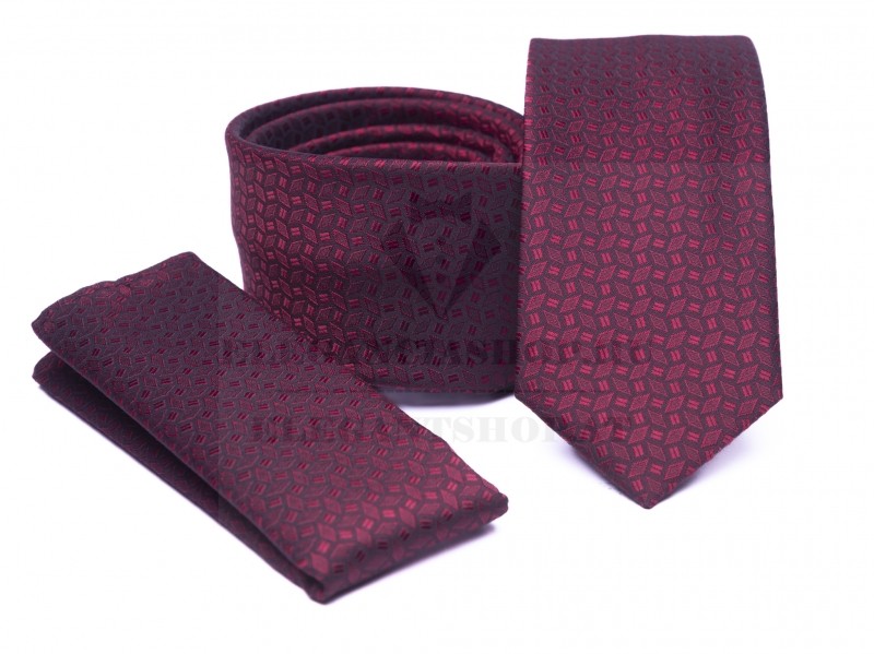 Prémium slim nyakkendő szett - Burgundi