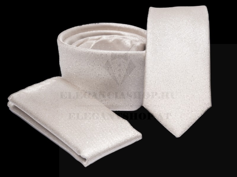 Prémium slim nyakkendő szett - Ecru