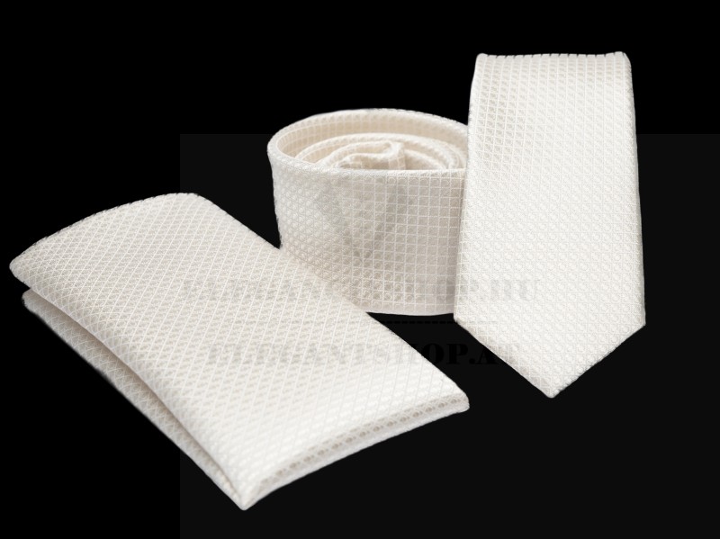 Prémium slim nyakkendő szett - Ecru