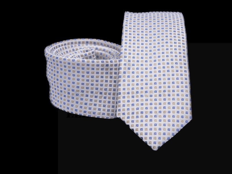 Prémium slim nyakkendő - Fehér aprómintás