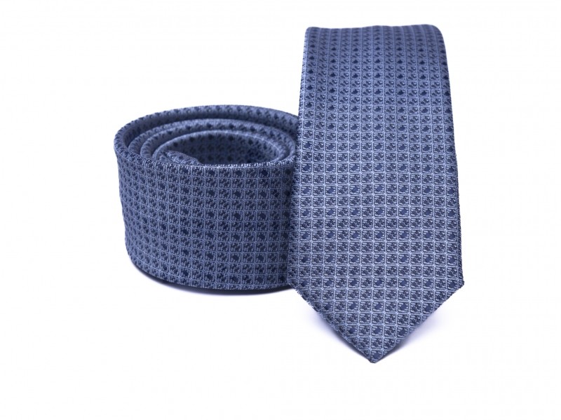 Prémium slim nyakkendő - Kék mintás