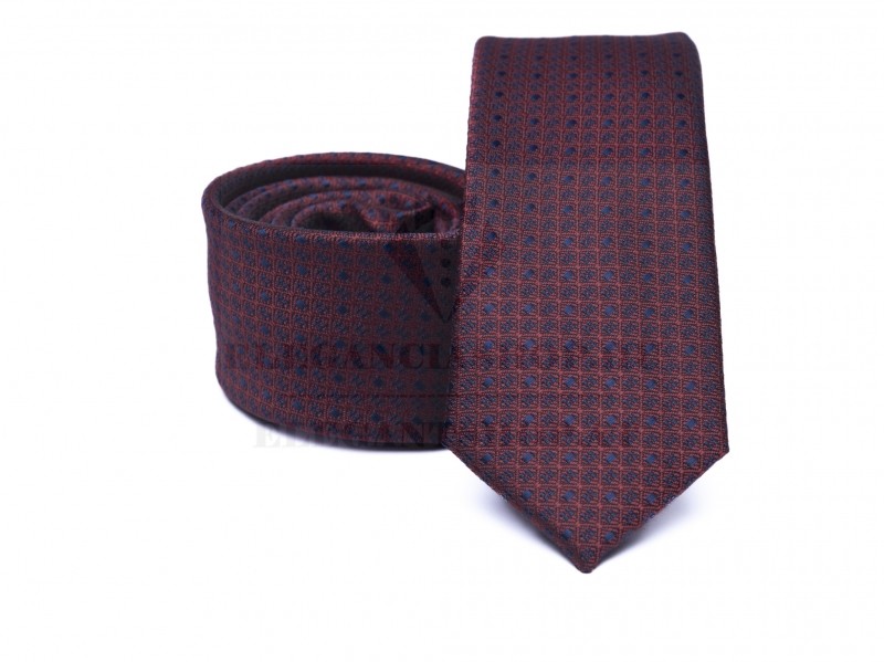 Prémium slim nyakkendő - Piros-kék kockás