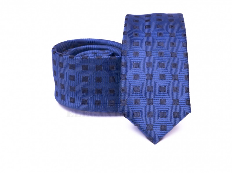 Prémium slim nyakkendő - Kék kockás