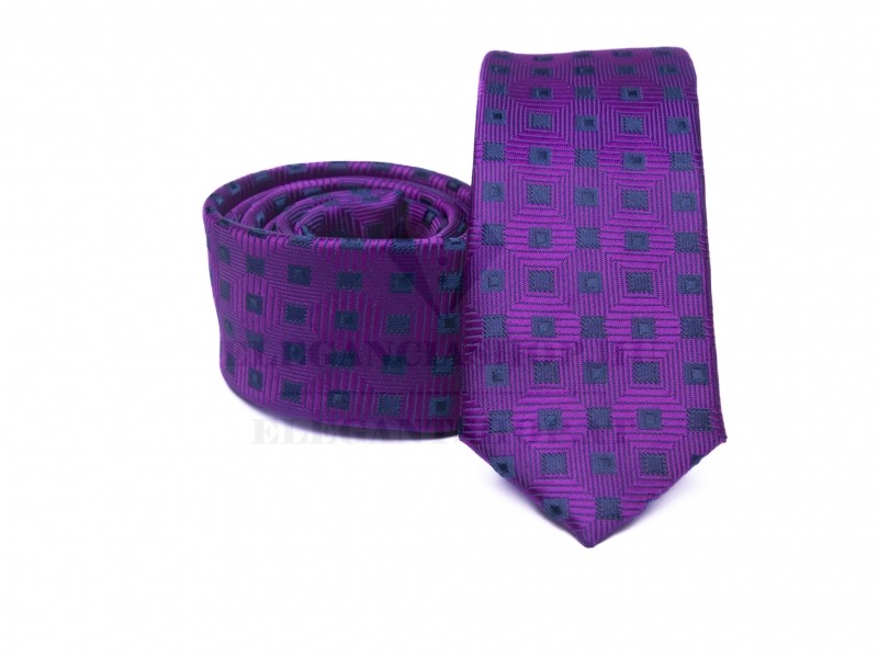 Prémium slim nyakkendő - Lila kockás