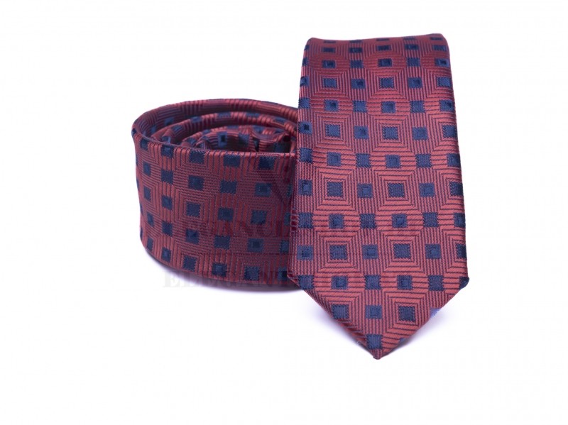 Prémium slim nyakkendő - Bordó-kék kockás