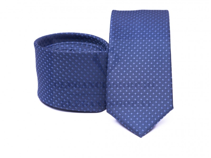 Prémium slim nyakkendő - Kék mintás
