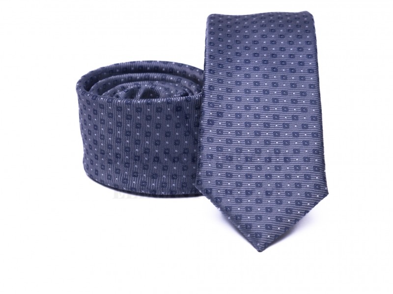 Prémium slim nyakkendő - Kék mintás