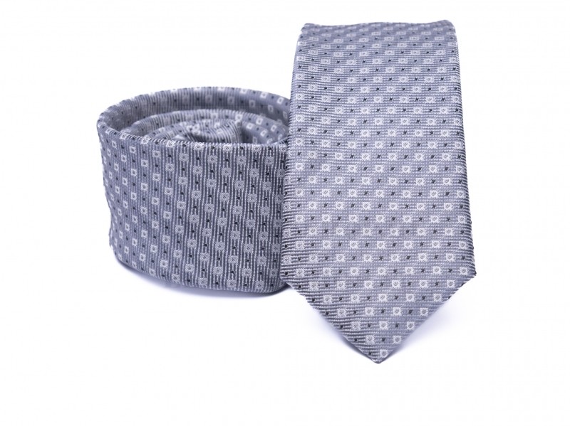 Prémium slim nyakkendő - Szürke mintás