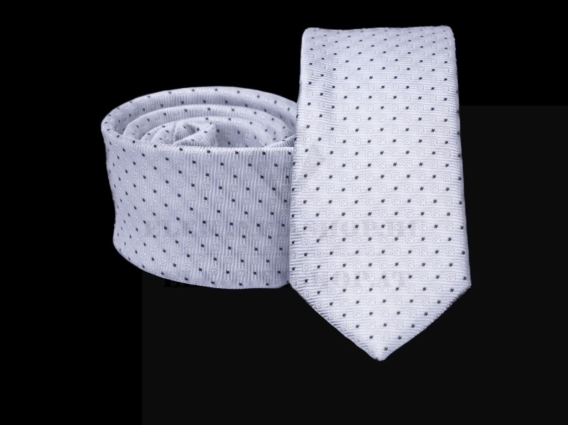 Prémium slim nyakkendő - Fehér pöttyös