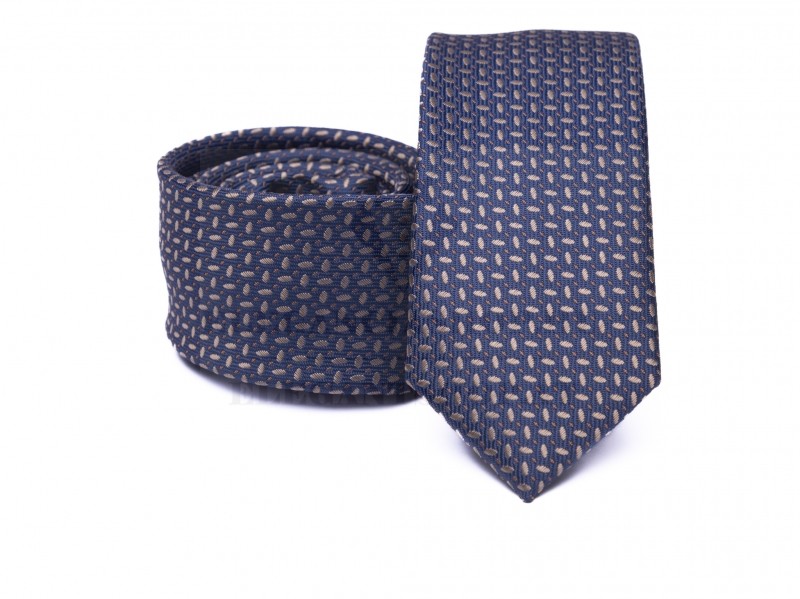 Prémium slim nyakkendő - Kék pöttyös