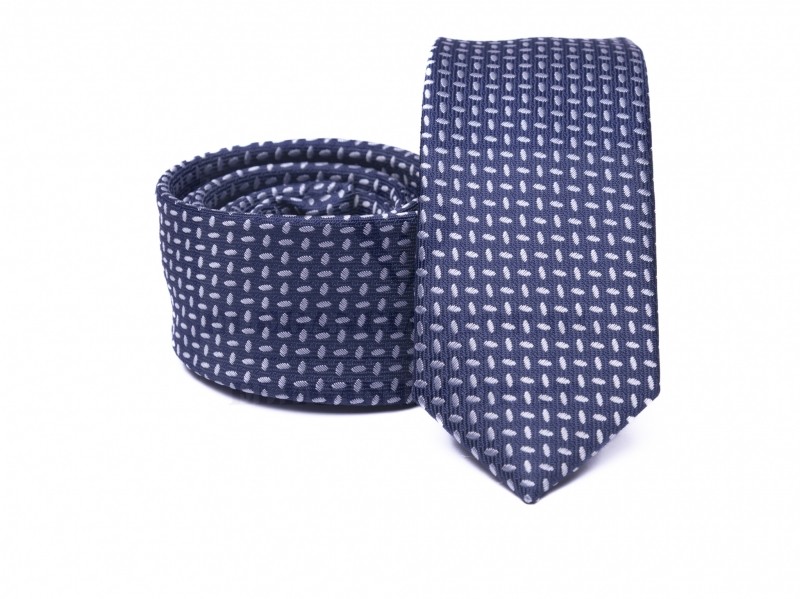 Prémium slim nyakkendő - Kék pöttyös